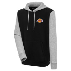 Los Angeles Lakers Antigua Victory Colorblock basketball Pullover Hoodie - Black/Heather Gray