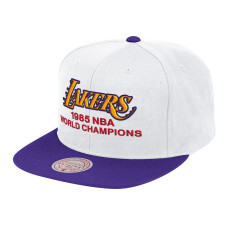 Los Angeles Lakers Mitchell & Ness 1985 NBA World Champions Hardwood Classics Snapback Adjustable Hat - White/Purple