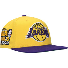 Los Angeles Lakers Mitchell & Ness 2002 NBA Finals XL Patch Snapback Hat - Gold/Purple