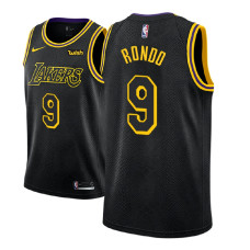Men NBA 2018-19 Rajon Rondo Los Angeles Lakers #9 City Edition Black Jersey