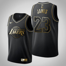 Los Angeles Lakers LeBron James #23 Golden Edition Black Jersey