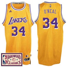 2016-17 Season Los Angeles Lakers #34 Hardwood Classics Throwback Gold Jersey Shaquille O'Neal