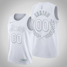 Los Angeles Lakers Custom #00 Platinum Limited Glory Retired White Jersey