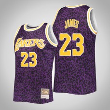 Lakers LeBron James Men's Wildlife Hardwood Classics Jersey Purple