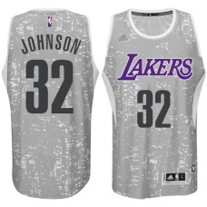 Los Angeles Lakers #32 Earvin Johnson City Lights Gray Swingman Jersey