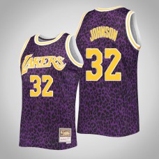 Lakers Magic Johnson Men's Wildlife Hardwood Classics Jersey Purple