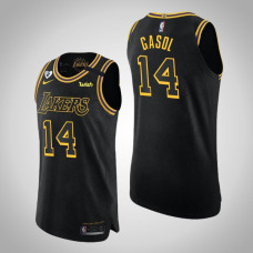 Men's Los Angeles Lakers Marc Gasol #14 Black City Honor Kobe and Gianna Authentic Jersey