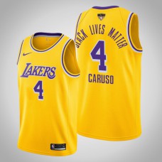 Los Angeles Lakers Alex Caruso #4 Yellow 2020 NBA Finals Bound Black Lives Matter Icon Jersey
