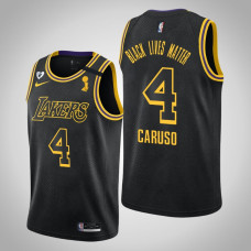 Men's Los Angeles Lakers Alex Caruso #4 2020 NBA Finals Champions Black Lives Matter Tribute Kobe and Gianna Black Jersey