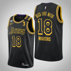 Men's Los Angeles Lakers Dion Waiters #18 2020 NBA Finals Champions Black Lives Matter Tribute Kobe and Gianna Black Jersey