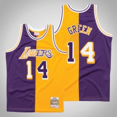 Lakers Danny Green #14 Purple Gold Split 1996-97 Hardwood Classics Jersey