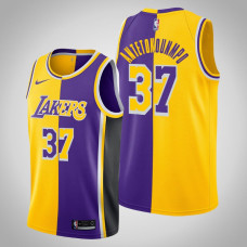 Men's Los Angeles Lakers Kostas Antetokounmpo #37 Yellow Purple Split Jersey