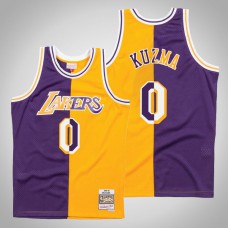 Lakers Kyle Kuzma #0 Purple Gold Split 1996-97 Hardwood Classics Jersey