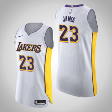Los Angeles Lakers LeBron James #23 White Association Authentic Jersey