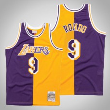 Lakers Rajon Rondo #9 Purple Gold Split 1996-97 Hardwood Classics Jersey