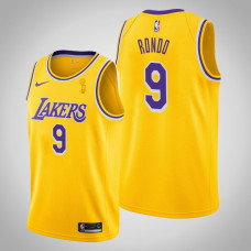 Men's Los Angeles Lakers Rajon Rondo #9 2020 NBA Finals Champions Icon Yellow Jersey