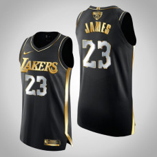 Los Angeles Lakers LeBron James #23 Black 2020 NBA Finals Authentic Golden Limited Edition Jersey