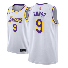 Men 2018-19 Rajon Rondo Los Angeles Lakers #9 Association White Jersey