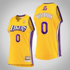 Los Angeles Lakers 2021 Russell Westbrook snakeskin Hardwood Classics Jersey Gold