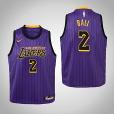 Youth 2018-19 Lonzo Ball Los Angeles Lakers #2 City Edition Purple Jersey