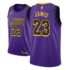 Youth NBA 2018-19 LeBron James Los Angeles Lakers #23 City Edition Purple Jersey