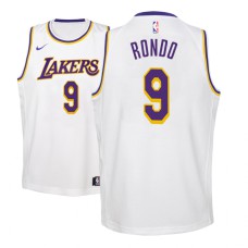 Youth 2018-19 Rajon Rondo Los Angeles Lakers #9 Association White Jersey